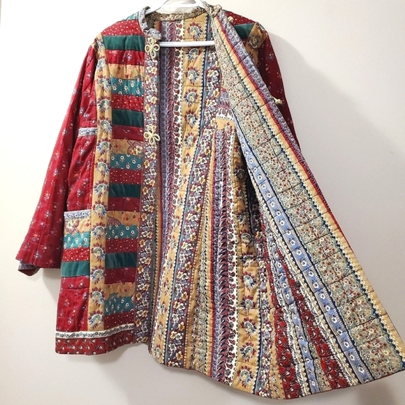 Quilted Coat / Jacket - Vintage Handmade Shacket - Picture 9 of 10